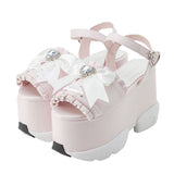 レースアップハートビジューリボンスニーカーサンダル