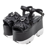 レースアップハートビジューリボンスニーカーサンダル