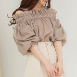 オフショルバルーンスリーブブラウス
