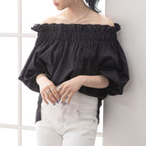 オフショルバルーンスリーブブラウス