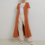 Vネックボタンポケットシャツワンピース