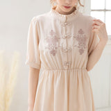刺繍入りチャイナ半袖ワンピース
