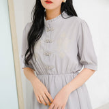 刺繍入りチャイナ半袖ワンピース