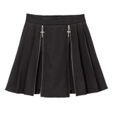 フロントジッププリーツスカパン