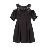 オフショルハートベルトフリルワンピース