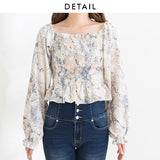 【メール便】総柄シャーリングブラウス