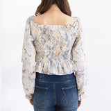 【メール便】総柄シャーリングブラウス