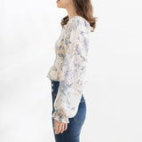 【メール便】総柄シャーリングブラウス