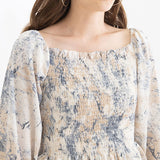 【メール便】総柄シャーリングブラウス