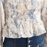 【メール便】総柄シャーリングブラウス