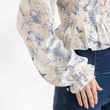 【メール便】総柄シャーリングブラウス