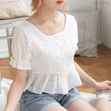 【メール便】ペプラムレースブラウス