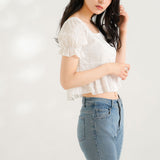 【メール便】ペプラムレースブラウス
