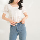 【メール便】ペプラムレースブラウス