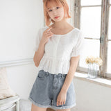 【メール便】ペプラムレースブラウス