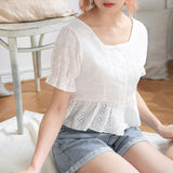 【メール便】ペプラムレースブラウス