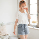 【メール便】ペプラムレースブラウス