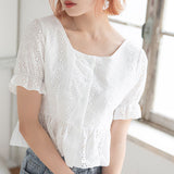 【メール便】ペプラムレースブラウス