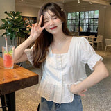 【メール便】ペプラムレースブラウス