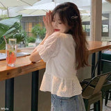 【メール便】ペプラムレースブラウス