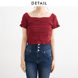 【メール便】フロントギャザーミニトップス【ニット】