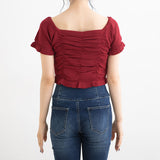 【メール便】フロントギャザーミニトップス【ニット】