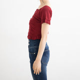 【メール便】フロントギャザーミニトップス【ニット】