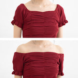 【メール便】フロントギャザーミニトップス【ニット】