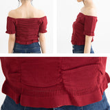 【メール便】フロントギャザーミニトップス【ニット】