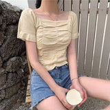 【メール便】フロントギャザーミニトップス【ニット】