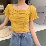 【メール便】フロントギャザーミニトップス【ニット】