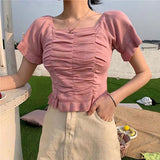 【メール便】フロントギャザーミニトップス【ニット】