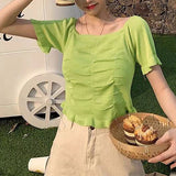 【メール便】フロントギャザーミニトップス【ニット】