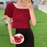 【メール便】フロントギャザーミニトップス【ニット】