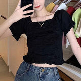 【メール便】フロントギャザーミニトップス【ニット】