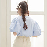 【メール便】異素材ボリュームスリーブトップス