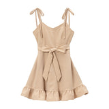 肩リボンフリルジャンスカワンピース