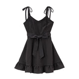 肩リボンフリルジャンスカワンピース