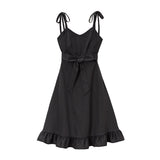 肩リボンフリルジャンスカワンピース