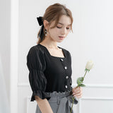 【メール便】ボリューム袖カットソートップス