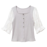 【メール便】ボリューム袖カットソートップス