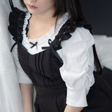 パールネックレス風リブトップス