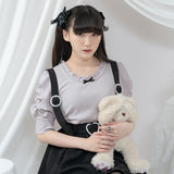 パールネックレス風リブトップス