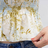 【メール便】総柄シャーリング半袖ブラウス