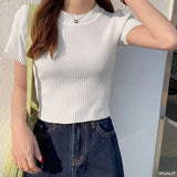 【メール便】半袖デザインニットトップス