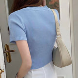 【メール便】半袖デザインニットトップス