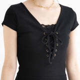 【メール便】フロントレースアップワンピース