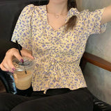 【メール便】フロントドロスト花柄ブラウス