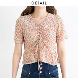 【メール便】フロントドロスト花柄ブラウス
