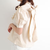 バックリボンフリルブラウス